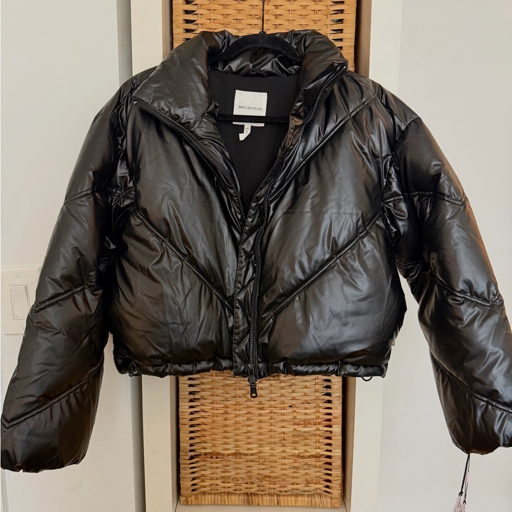 Ave Les Filles cropped Black Puffer Jacket NWT XS